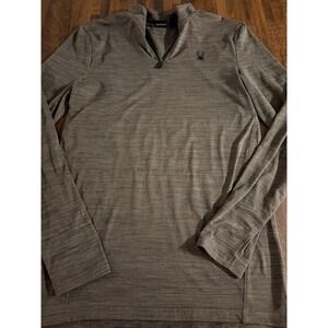 Spyder Active Men's 1/4 Zip‎ Long Sleeve Shirt Gray Medium SPM834